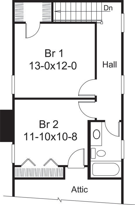 Floor Plan Second Story of Cottage Plan #138-1224