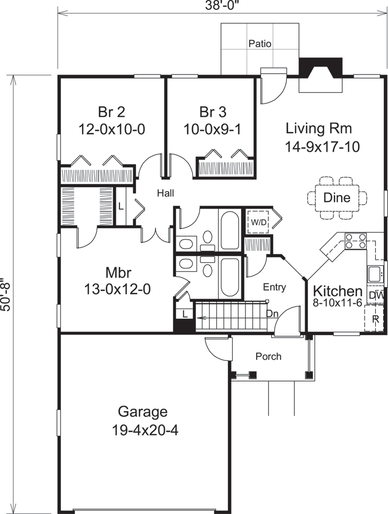 Floor Plan First Story of Country Plan #138-1226
