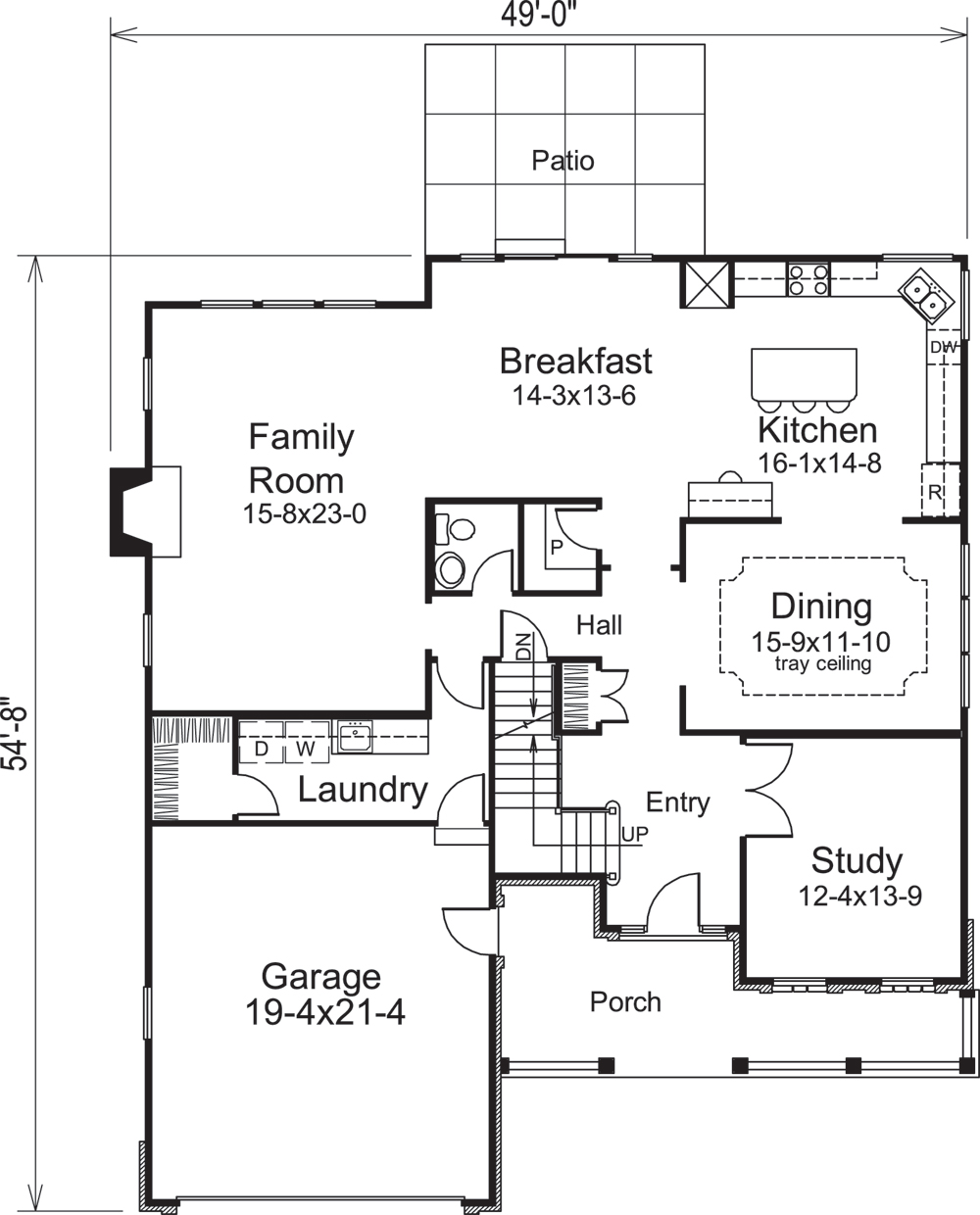 Floor Plan First Story of Traditional Plan #138-1227