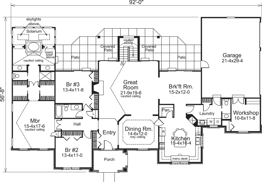 Floor Plan First Story of Ranch Plan #138-1229
