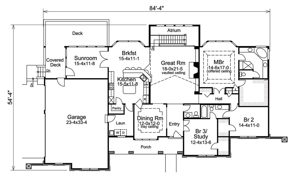 Floor Plan First Story of Ranch Plan #138-1230