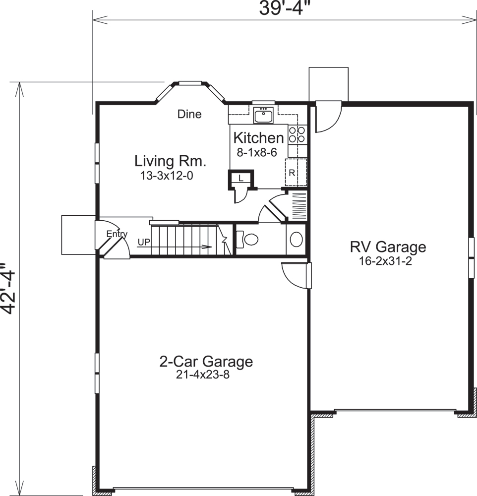 Floor Plan First Story of Garage w/Apartments Plan #138-1232