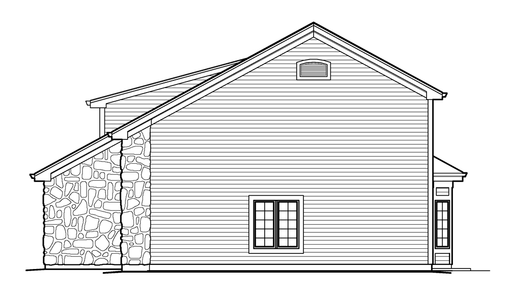 Home Plan Right Elevation of this 1-Bedroom,713 Sq Ft Plan -138-1232