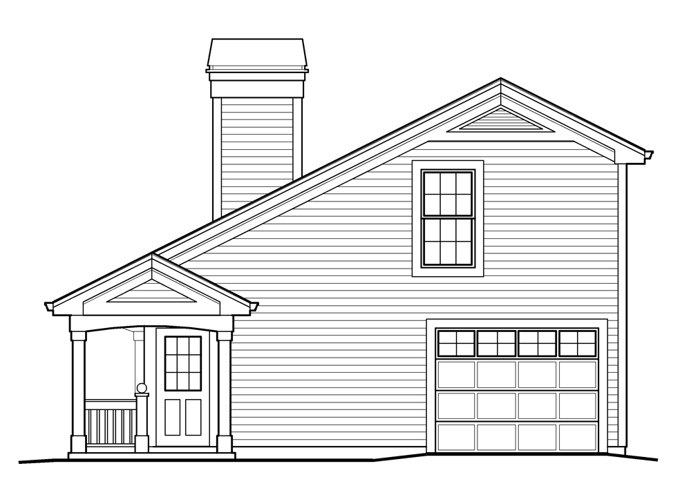 Home Plan Right Elevation of this 1-Bedroom,641 Sq Ft Plan -138-1233