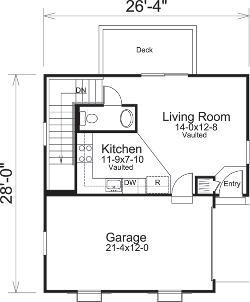 Floor Plan First Story of Cottage Plan #138-1234