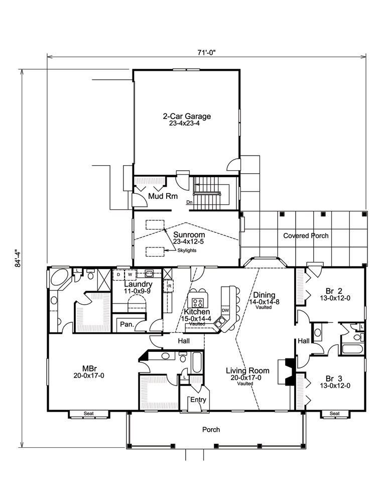 Floor Plan First Story of Country Plan #138-1236