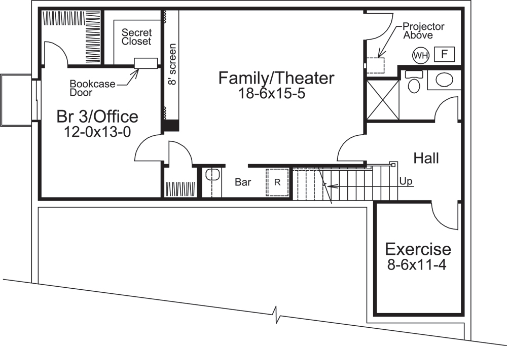 Floor Plan Basement of Country Plan #138-1237