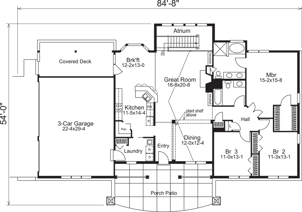 Floor Plan First Story of Ranch Plan #138-1238