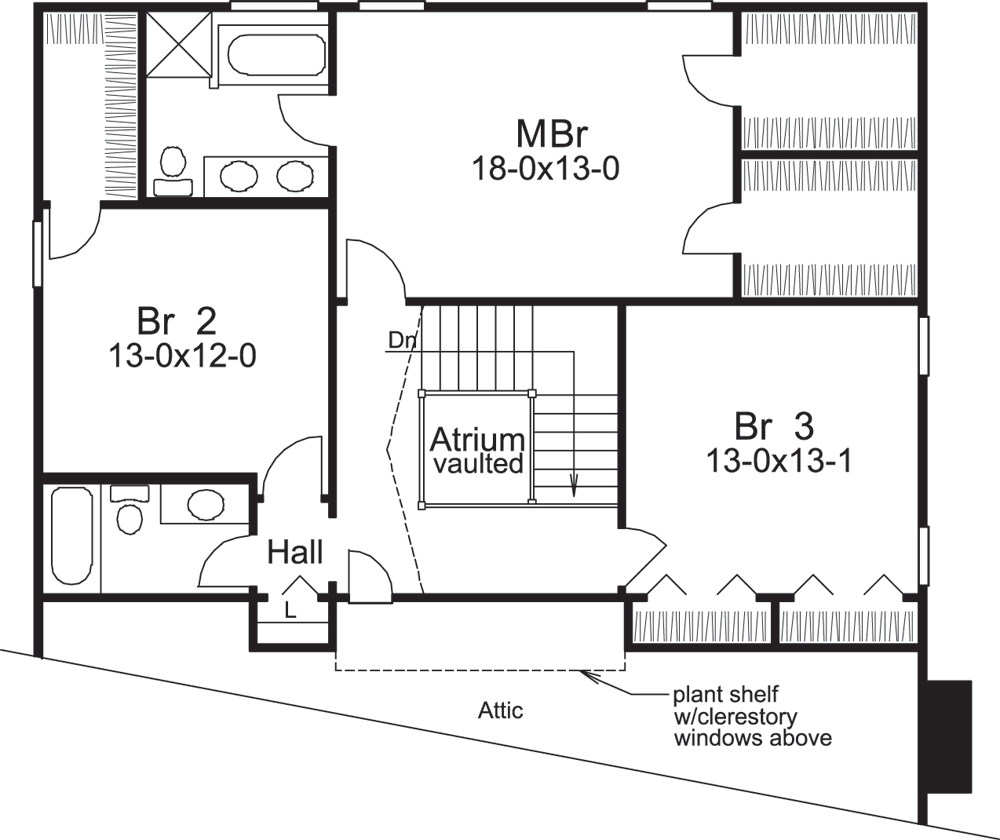 Floor Plan Second Story of Country Plan #138-1240