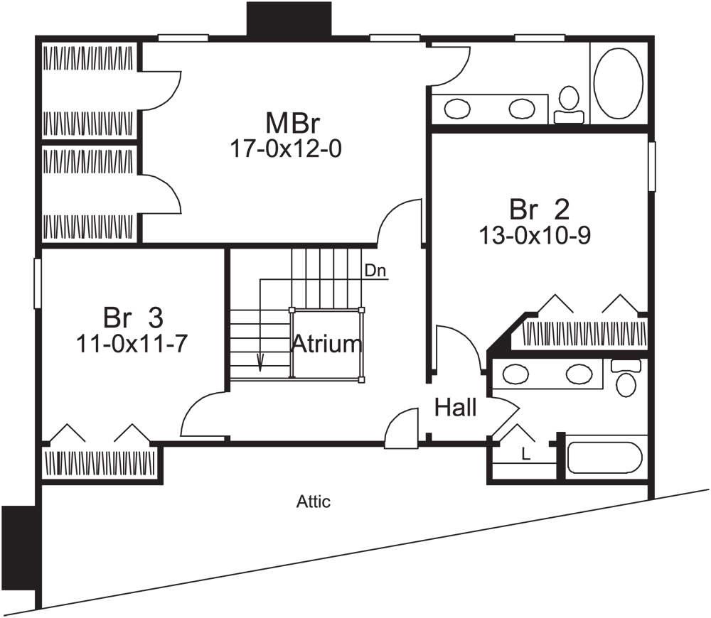 Floor Plan Second Story of Country Plan #138-1241