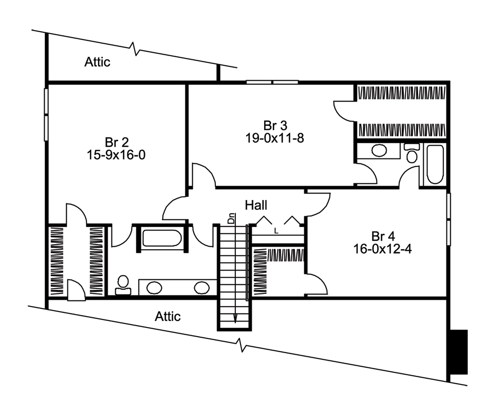 Floor Plan Second Story of Traditional Plan #138-1243