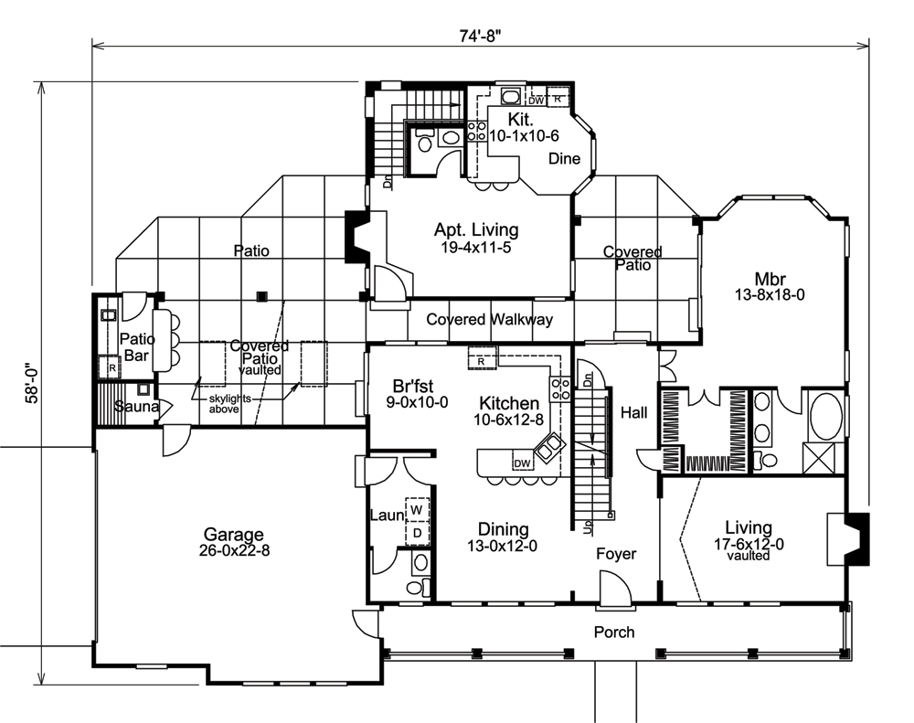 Floor Plan First Story of Traditional Plan #138-1243