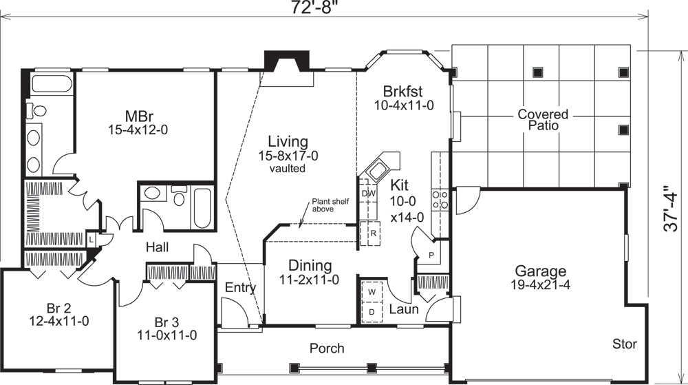 Floor Plan First Story of Traditional Plan #138-1244