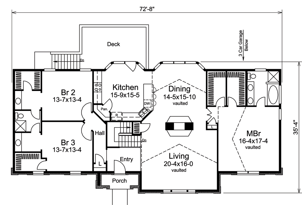 Floor Plan First Story of Traditional Plan #138-1245