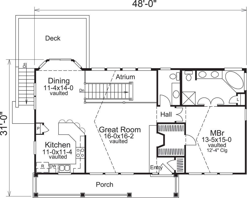 Floor Plan First Story of Country Plan #138-1246