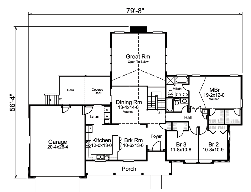 Floor Plan First Story of Tudor Plan #138-1247
