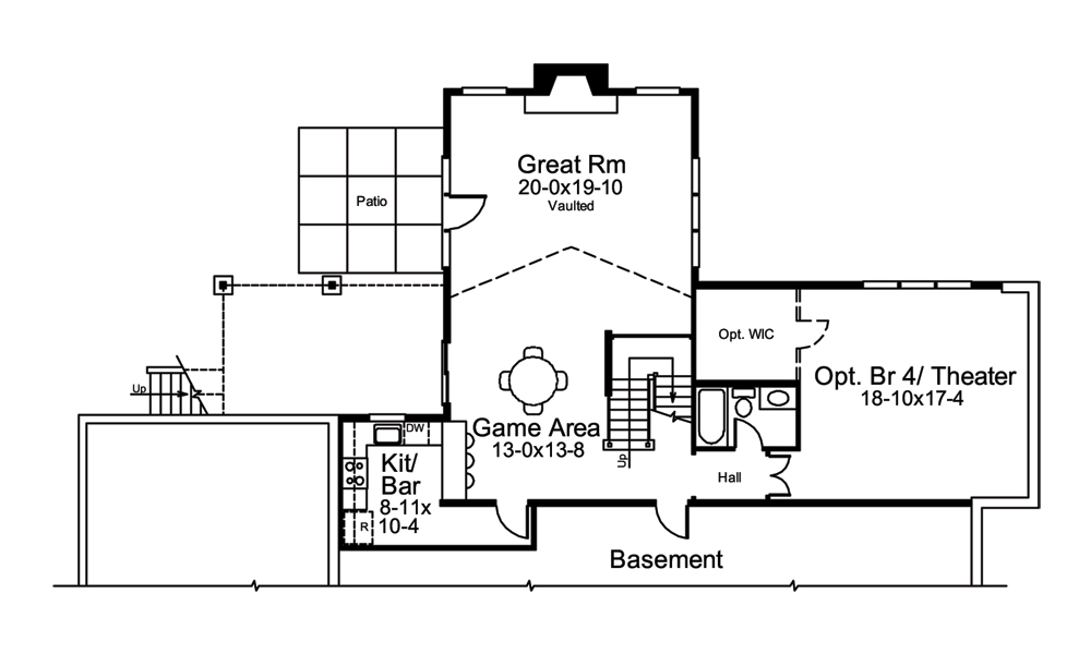 Floor Plan Basement of Tudor Plan #138-1247