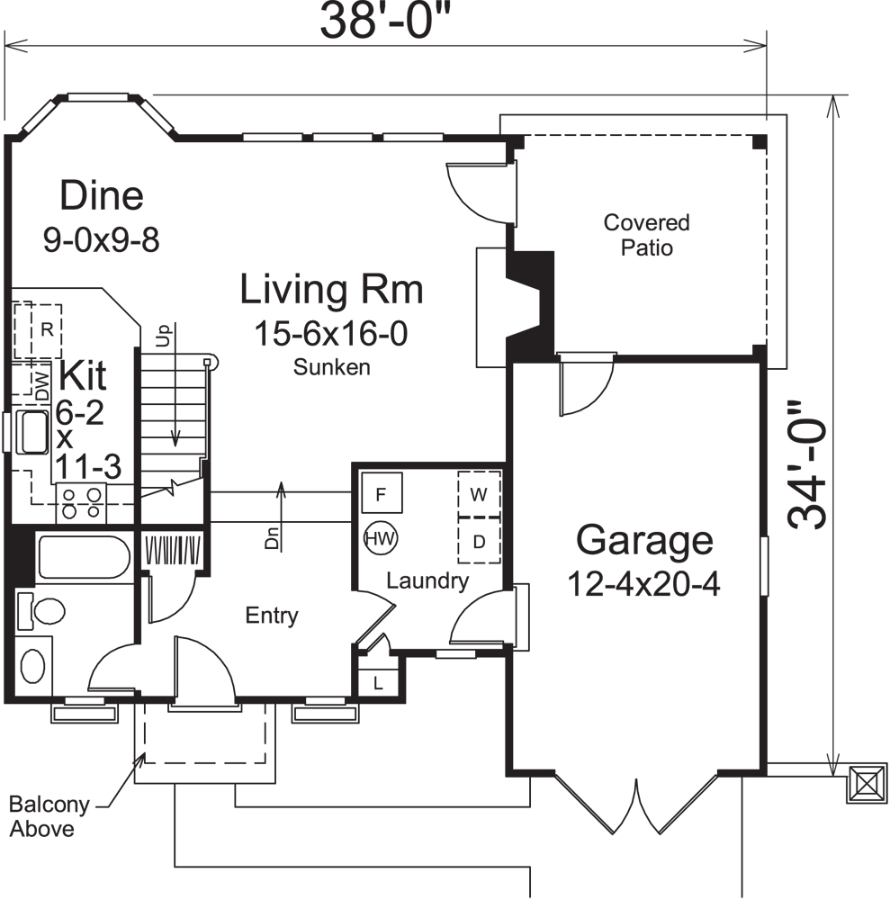 Floor Plan First Story of Cottage Plan #138-1249