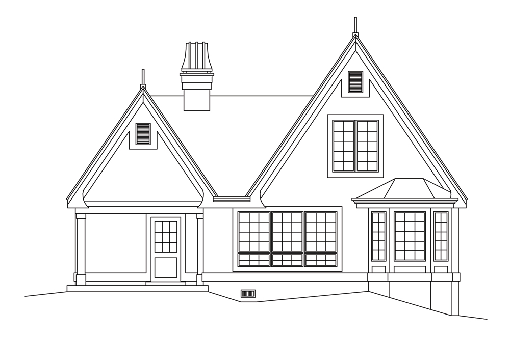 Home Plan Rear Elevation of this 1-Bedroom,1075 Sq Ft Plan -138-1249