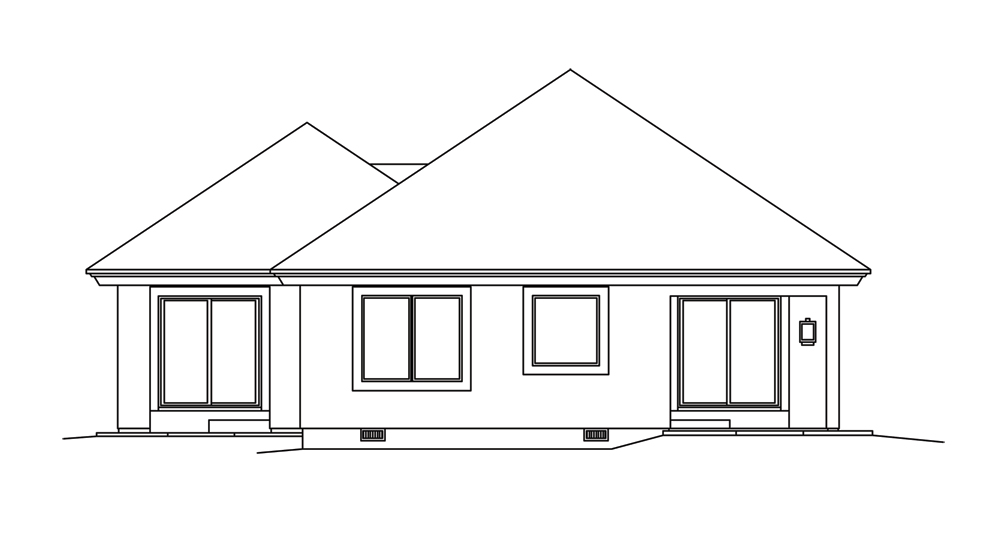 Home Plan Rear Elevation of this 3-Bedroom,1522 Sq Ft Plan -138-1254
