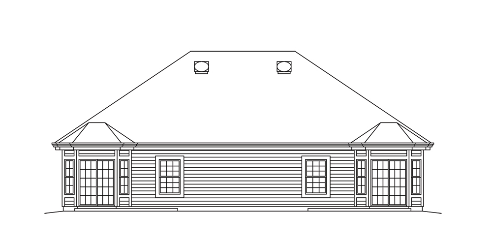 Home Plan Rear Elevation of this 2-Bedroom,2008 Sq Ft Plan -138-1257