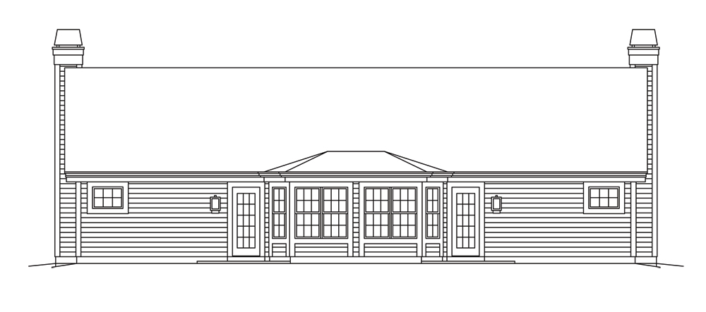 Home Plan Rear Elevation of this 1-Bedroom,1306 Sq Ft Plan -138-1259