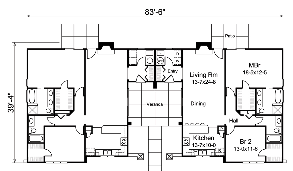 Floor Plan First Story of Multi-Unit Plan #138-1260