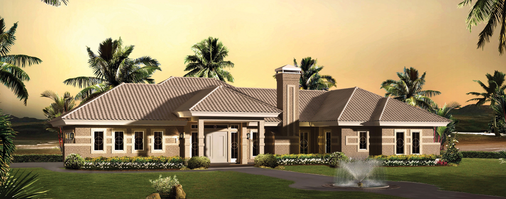 Front elevation of Ranch home (ThePlanCollection: House Plan #138-1262)