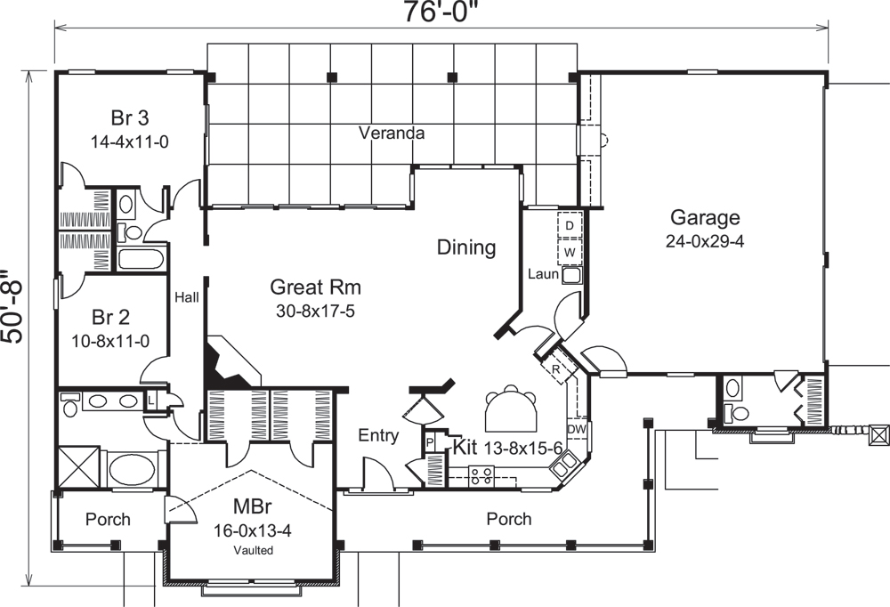Floor Plan First Story of Country Plan #138-1264