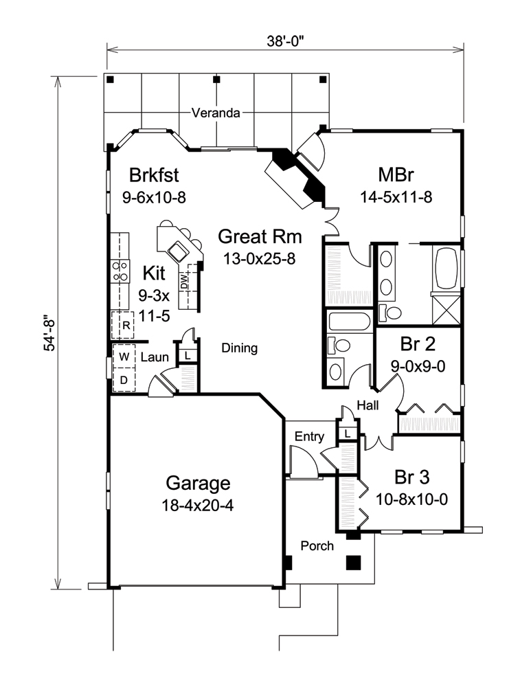 Floor Plan First Story of Florida Style Plan #138-1265