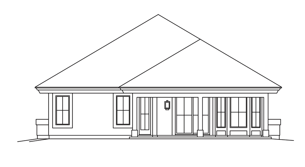 Home Plan Rear Elevation of this 3-Bedroom,1298 Sq Ft Plan -138-1265