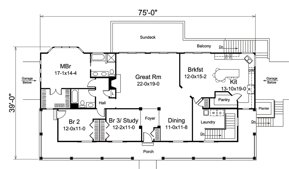 Floor Plan First Story of Country Plan #138-1267