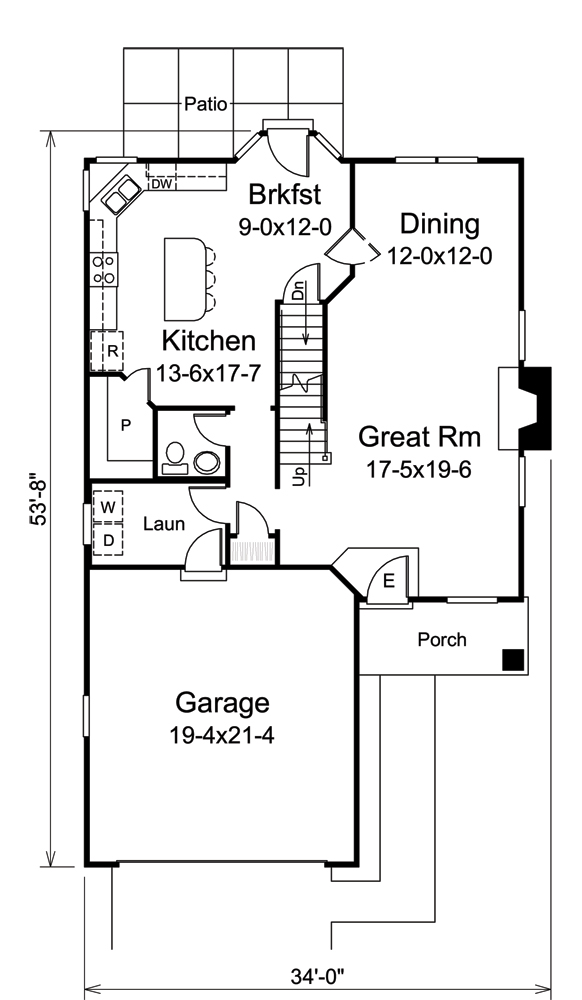 Floor Plan First Story of Traditional Plan #138-1269
