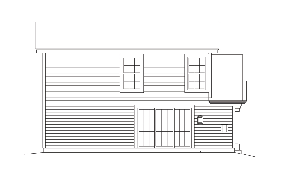 Home Plan Rear Elevation of this 1-Bedroom,1086 Sq Ft Plan -138-1274