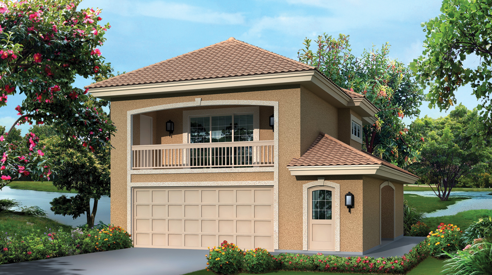 Front elevation of Garage w/Apartments home (ThePlanCollection: House Plan #138-1275)