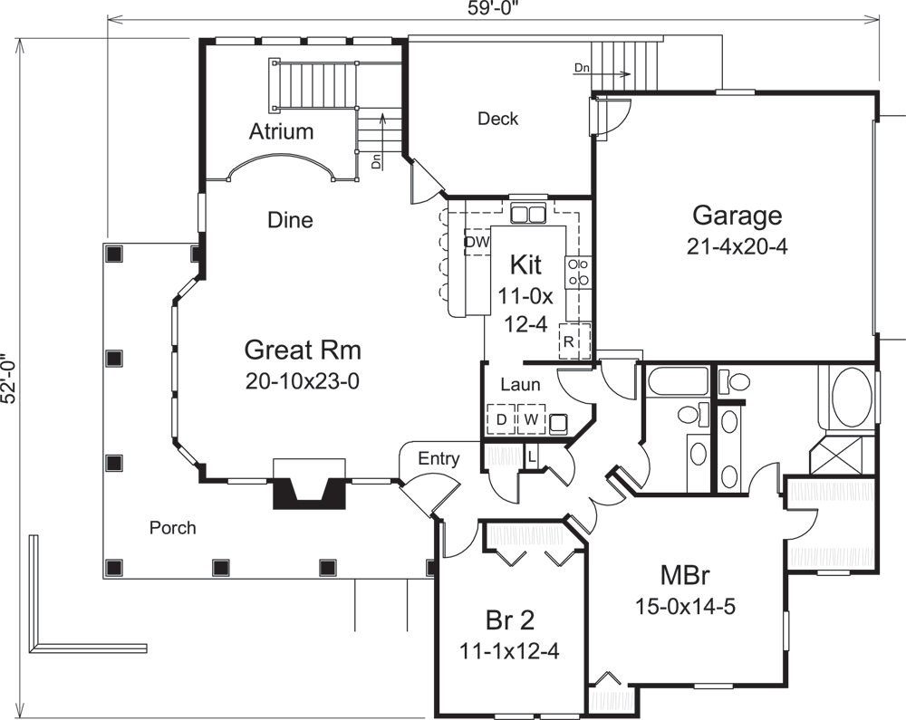 Floor Plan First Story of Ranch Plan #138-1277