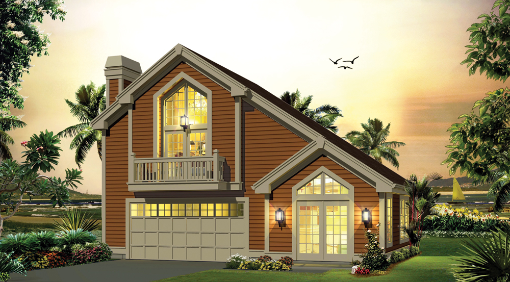 Front elevation of Garage w/Apartments home (ThePlanCollection: House Plan #138-1278)