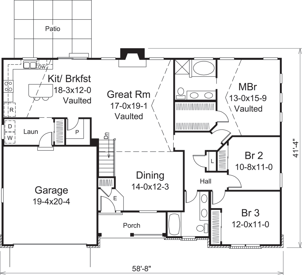Floor Plan First Story of Country Plan #138-1282