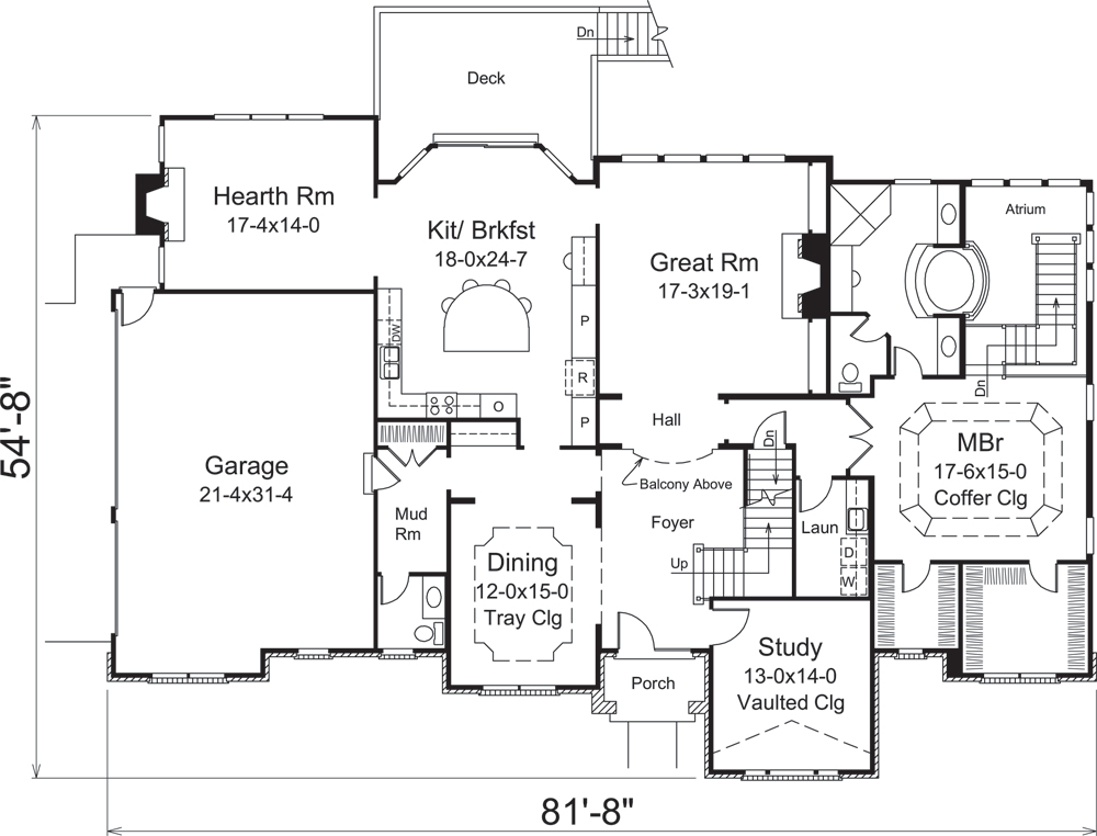 Floor Plan First Story of European Plan #138-1283