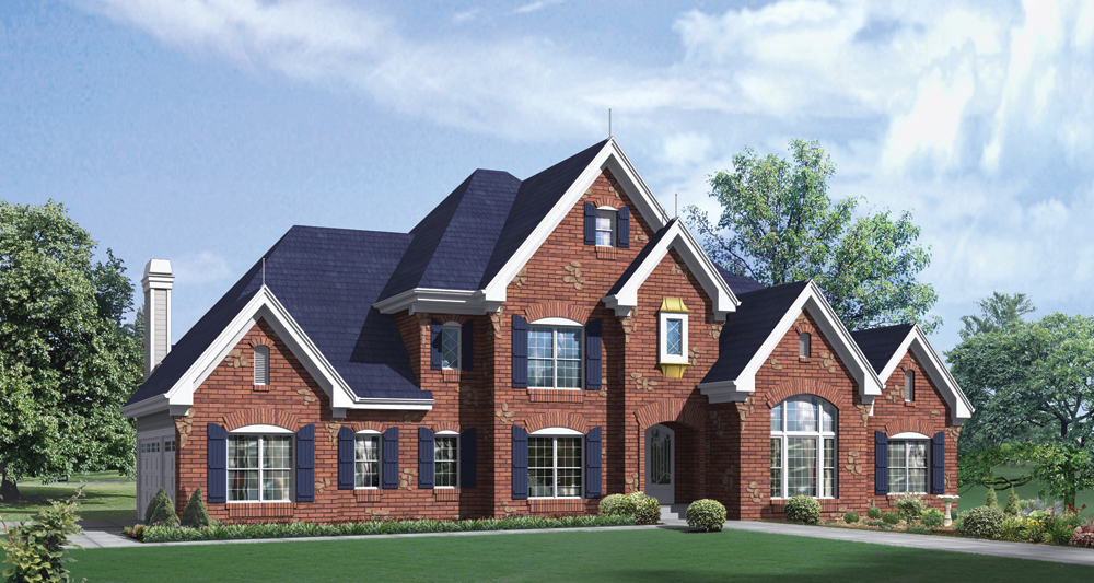 Front elevation of European home (ThePlanCollection: House Plan #138-1283)