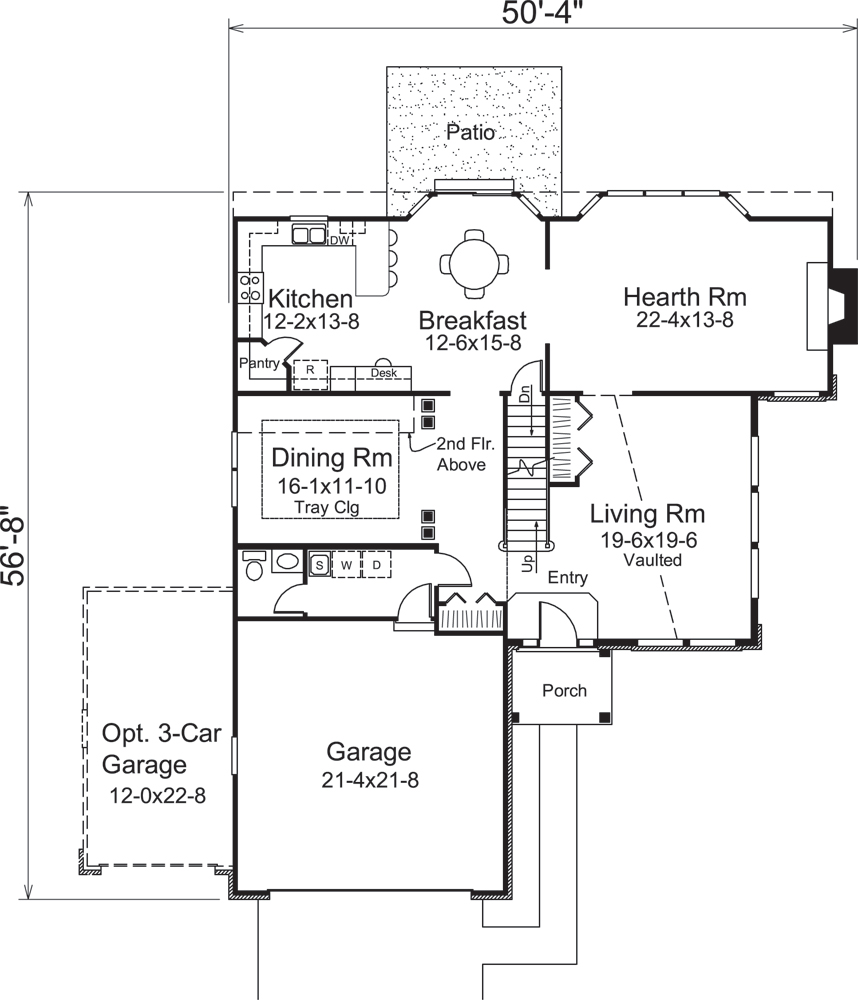 Floor Plan First Story of Traditional Plan #138-1285