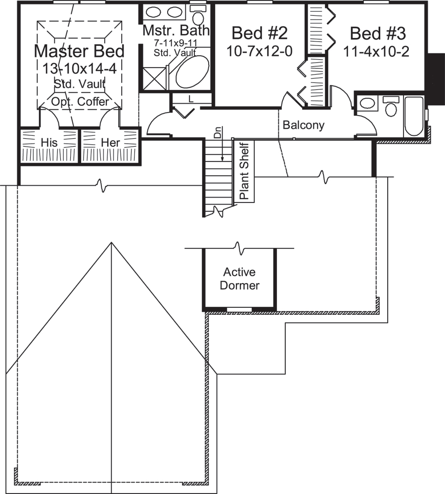 Floor Plan Second Story of Traditional Plan #138-1285