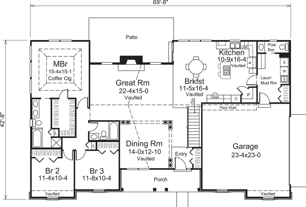 Floor Plan First Story of Traditional Plan #138-1286