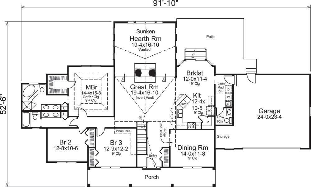 Floor Plan First Story of Ranch Plan #138-1287