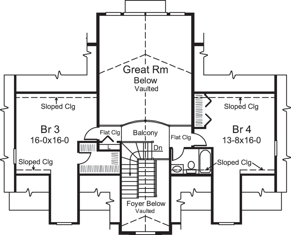 Floor Plan Second Story of Ranch Plan #138-1288