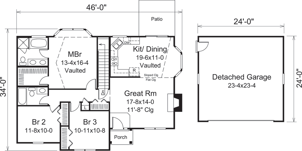 Floor Plan First Story of Country Plan #138-1291