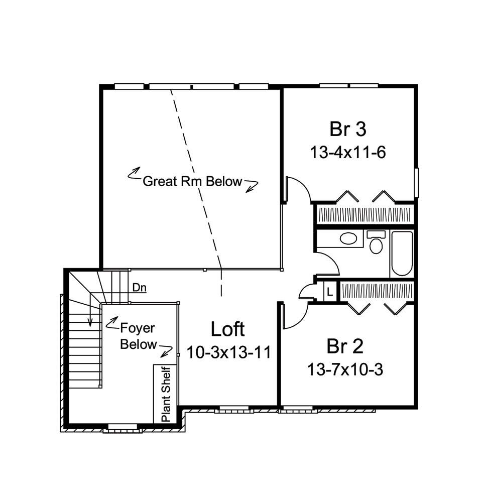 Floor Plan Second Story of Country Plan #138-1293