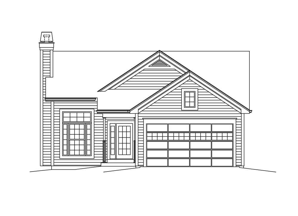 Home Plan Front Elevation of this 3-Bedroom,1281 Sq Ft Plan -138-1296