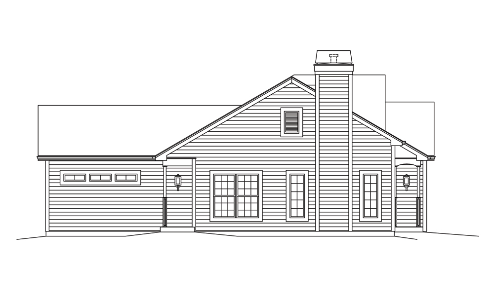 Home Plan Left Elevation of this 3-Bedroom,1281 Sq Ft Plan -138-1296