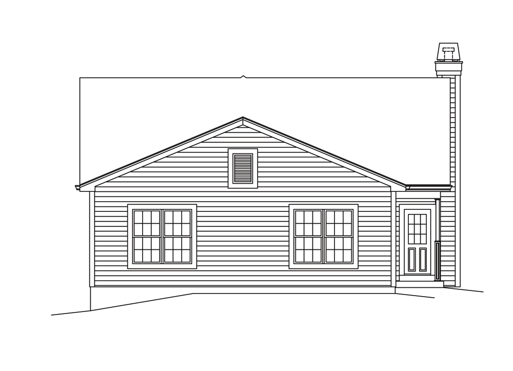 Home Plan Rear Elevation of this 3-Bedroom,1281 Sq Ft Plan -138-1296